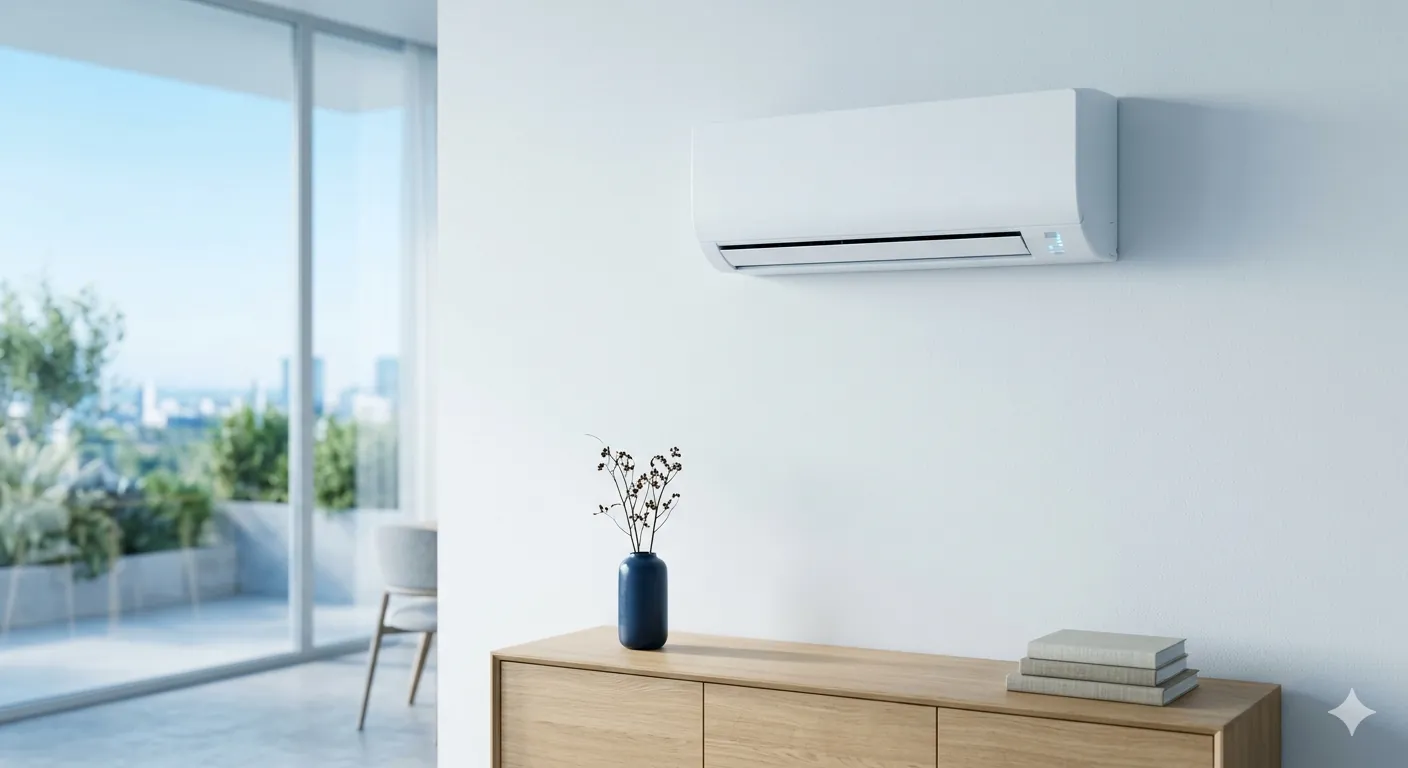 Equipo de aire acondicionado instalado en interior